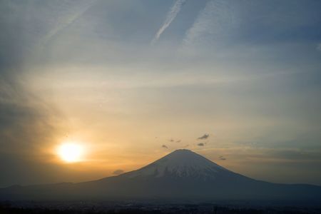 夕景の富士