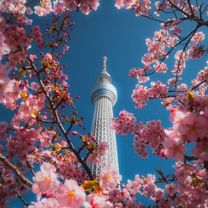 今日の河津桜と東京スカイツリー
