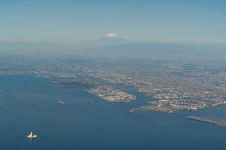 飛行機から東京湾
