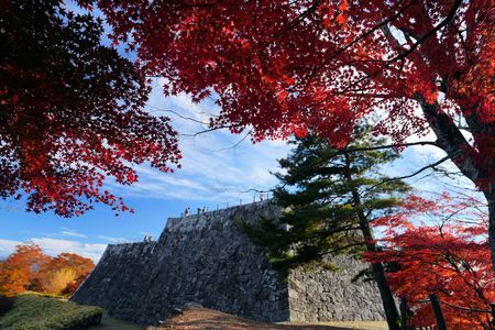 秋彩に包まれし城跡の詩