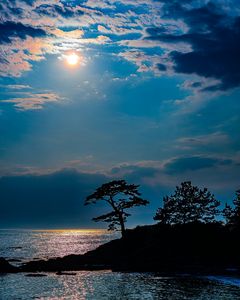 海に沈みゆく夕陽