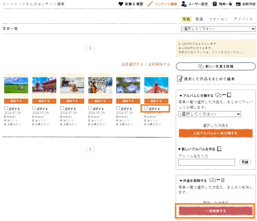 写真を削除する