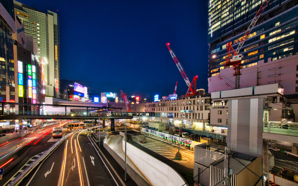 『「追憶」東急東横店解体中＠渋谷光跡夜景・カラー＆モノクロ』NOBUさんさん